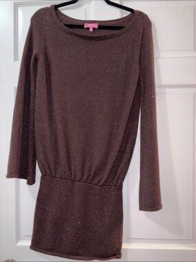 Edikted Brown Long-Sleeve Knit Dress